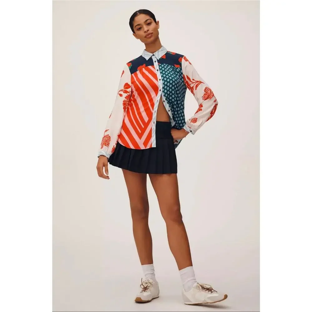 Anthropologie Maeve Paz Contrast Button-Down.  Size M. Retails $128 - Picture 3 of 12